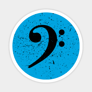 Bass Guitar Gift - Vintage Style Cyan Bass Clef Magnet